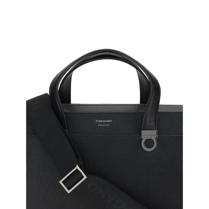 Ferragamo Sample Sale | Ferragamo Black Calf Leather Bos Taurus Briefcase - | Designer outlet