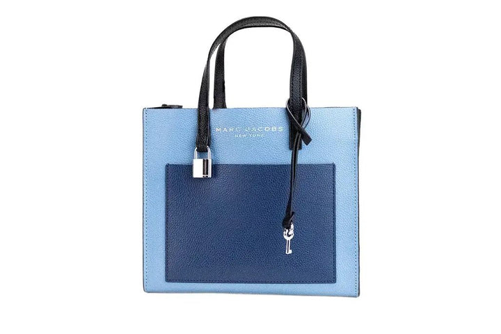Marc Jacobs Grind Mini Blue Heaven Colorblock Leather Tote Crossbody Bag Purse