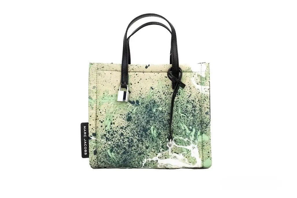 Marc Jacobs Sample Sale | Marc Jacobs Mini Green Multi Splatter Paint Print Nylon Crossbody Tote Handbag - | Designer outlet