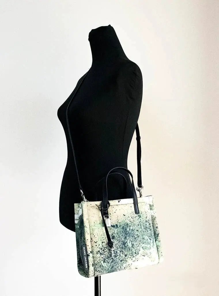 Marc Jacobs Sample Sale | Marc Jacobs Mini Green Multi Splatter Paint Print Nylon Crossbody Tote Handbag - | Designer outlet
