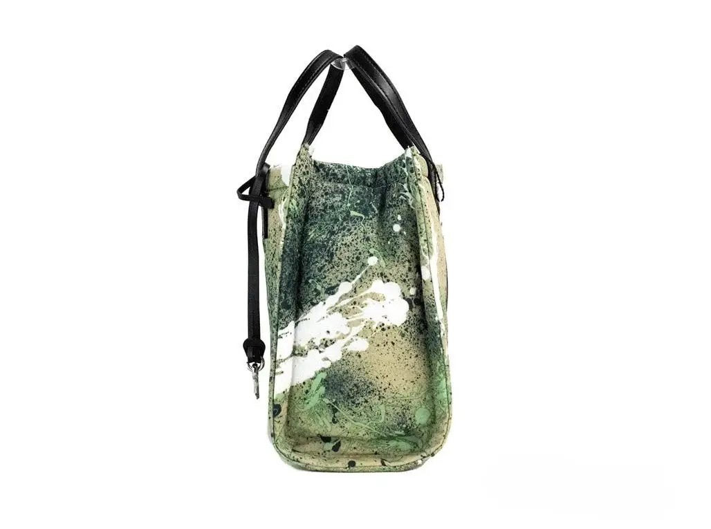 Marc Jacobs Sample Sale | Marc Jacobs Mini Green Multi Splatter Paint Print Nylon Crossbody Tote Handbag - | Designer outlet