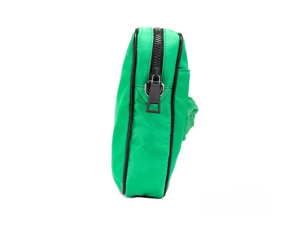 Versace Sample Sale | Versace Small Bright Green Nylon Fabric Medusa Crossbody Messenger Bag Purse - | Designer outlet