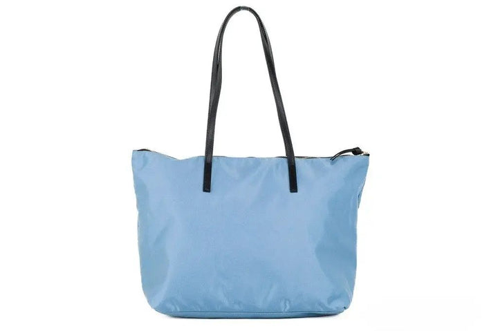 Versace Portuna Medusa Medium Cornflower Blue Nylon Leather Tote Bag Purse