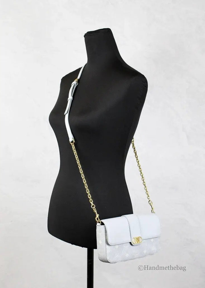 MCM Small Mode Travia Pebbled Visetos Leather Shoulder Crossbody Clutch Bag