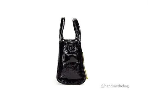 Marc Jacobs The Shiny Crinkle Micro Tote Black Leather Crossbody Bag Handbag