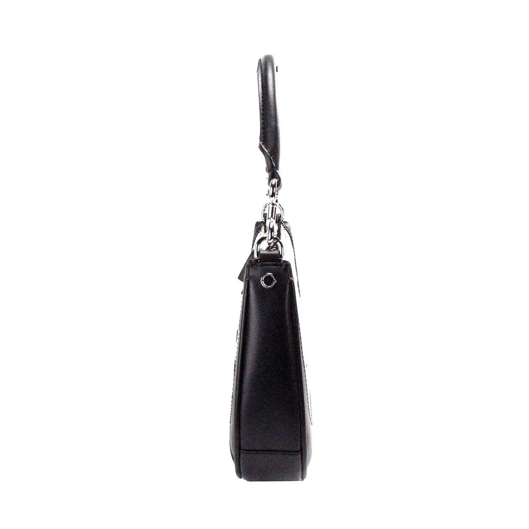 Marc Jacobs Natural Black Canvas Leather Hobo Shoulder Handbag Purse