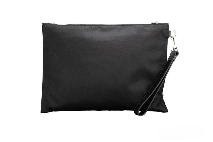 Versace Large Black Nylon Fabric Medusa Convertible Pouch Clutch Wristlet Bag