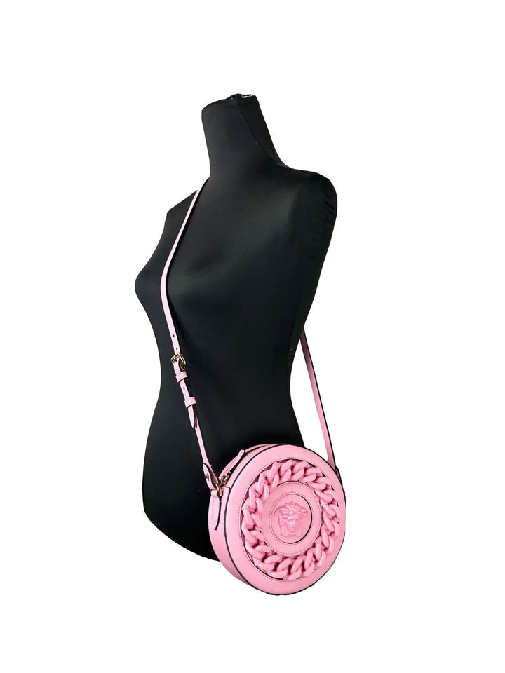 Versace Sample Sale | Versace Round Disco Leather Camera Case Crossbody Bag - | Designer outlet