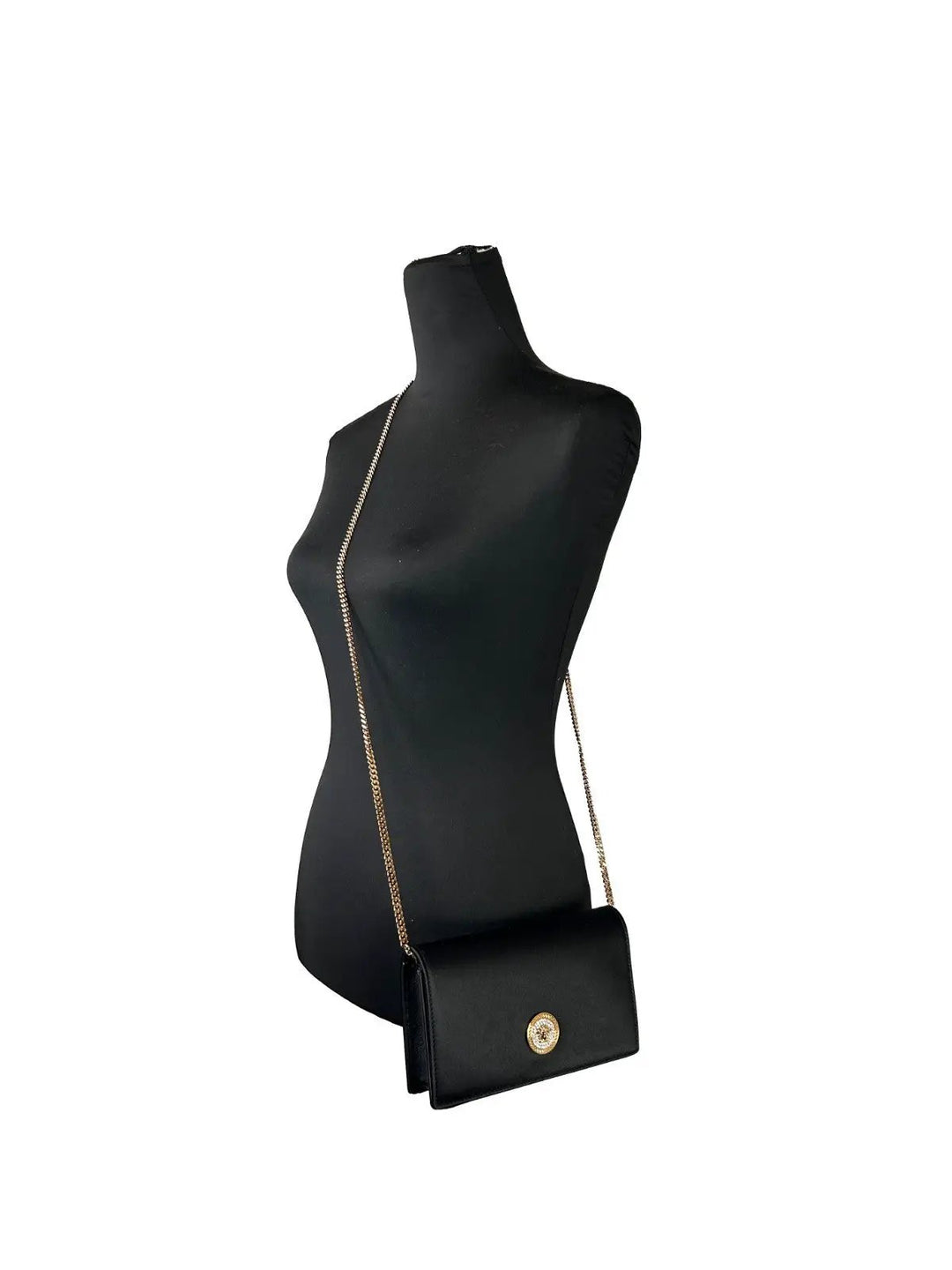 Versace Mini Chain Black Crossbody Wallet Bag