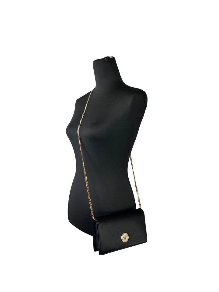 Versace Mini Chain Black Crossbody Wallet Bag