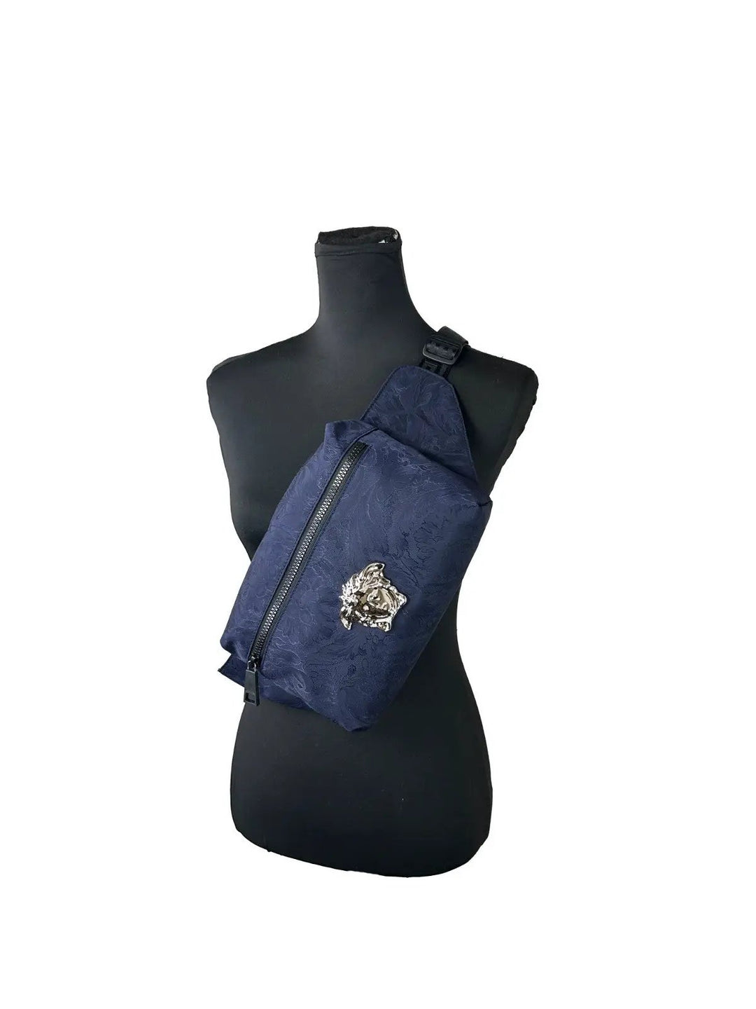 Versace Sample Sale | Versace Medusa Navy Nylon Belt Bag Waist Fanny Pack Purse - | Designer outlet