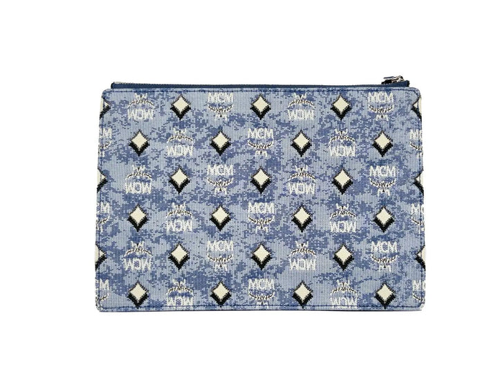 MCM Aren Flat Pouch Denim Crossbody Bag