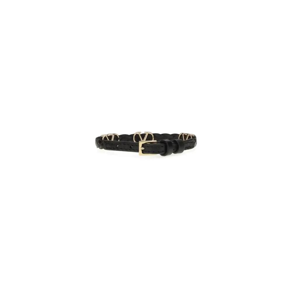 Valentino Garavani Sample Sale | Valentino Garavani Black Calf Leather Bos Taurus Bracelet - | Designer outlet