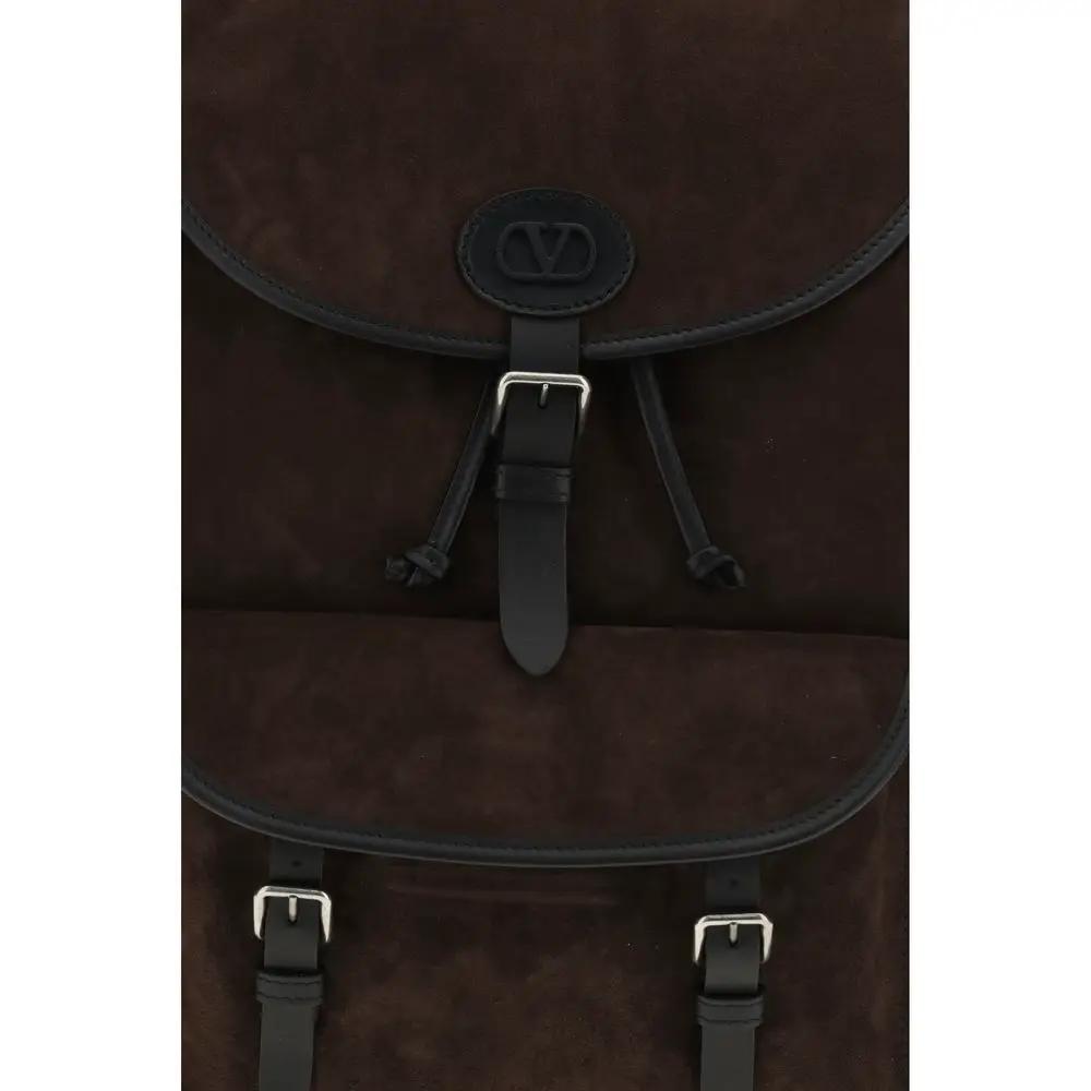 Valentino Garavani Brown Calf Leather Bos Taurus Backpack