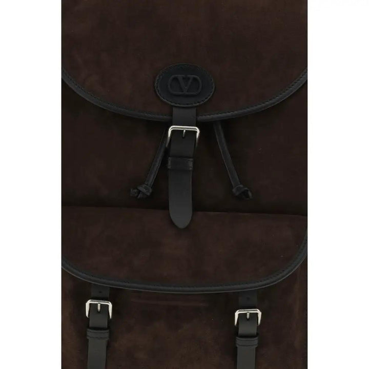Valentino Garavani Brown Calf Leather Bos Taurus Backpack