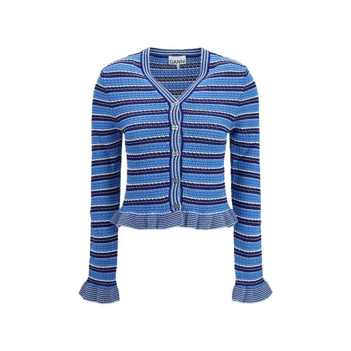Ganni Blue Cotton Cardigan