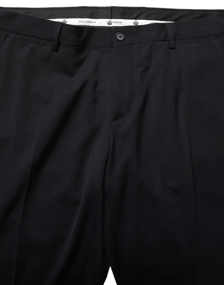 Dolce &amp; Gabbana Sample Sale | Dolce &amp; Gabbana Black Wool Tapered Leg Dress Trouser Pants - | Designer outlet