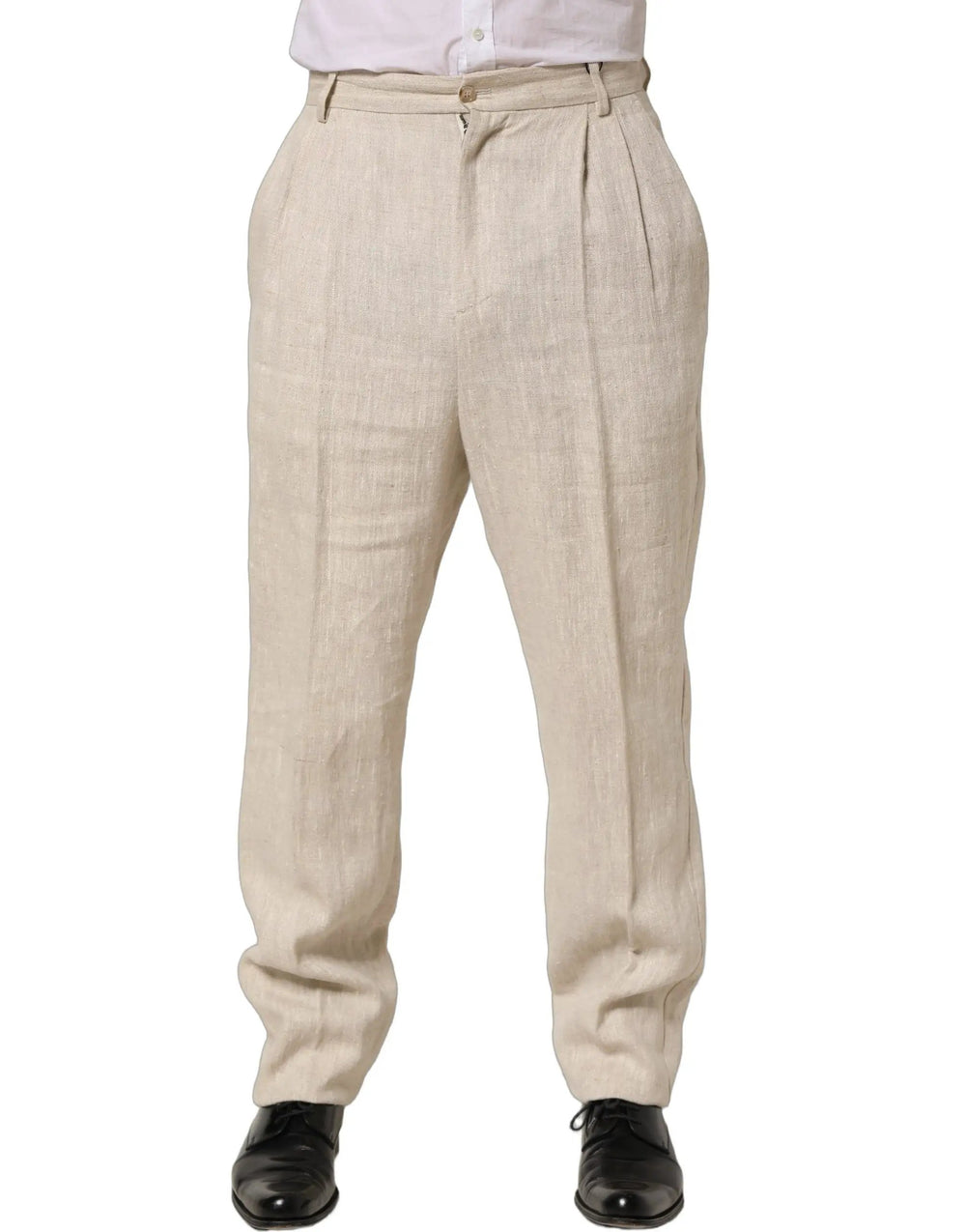 Dolce & Gabbana Sample Sale | Dolce & Gabbana Beige Linen Tapered Men Dress Trouser Pants - | Designer outlet