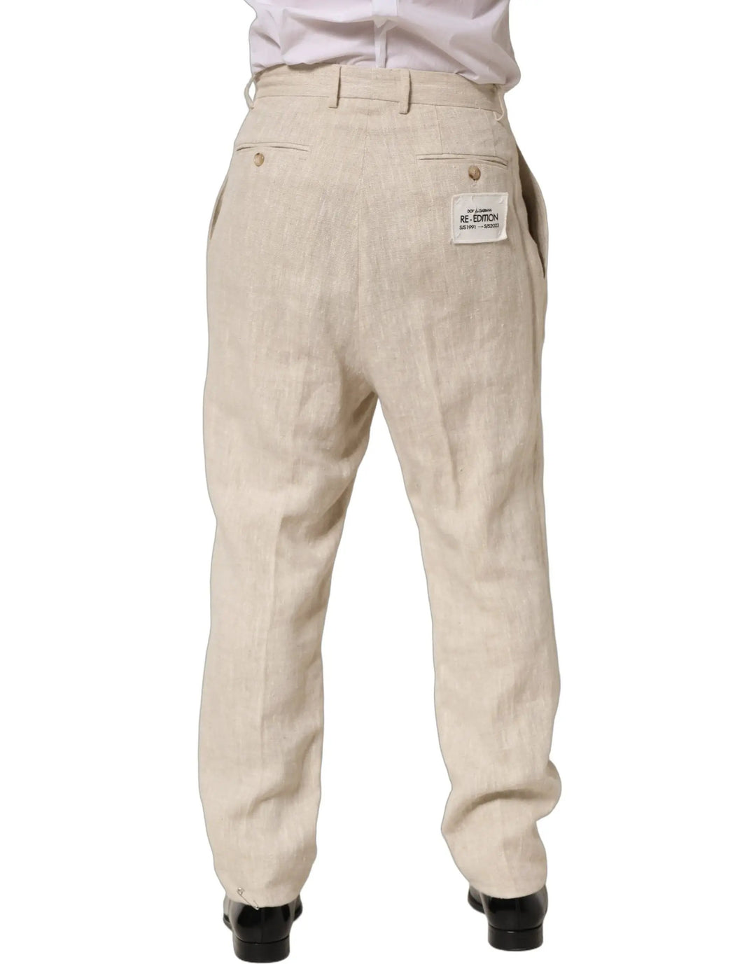 Dolce &amp; Gabbana Sample Sale | Dolce &amp; Gabbana Beige Linen Tapered Men Dress Trouser Pants - | Designer outlet