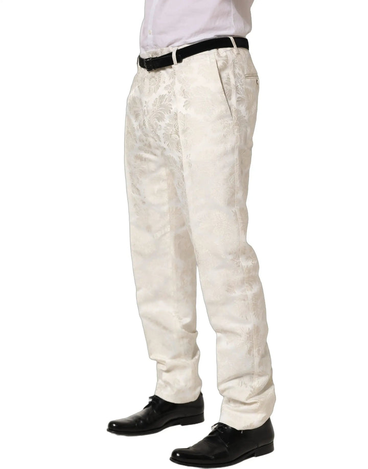 Dolce &amp; Gabbana Sample Sale | Dolce &amp; Gabbana White Floral Men Dress Formal Trouser Pants - | Designer outlet