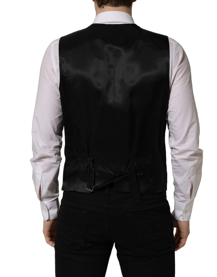 Dolce &amp; Gabbana Sample Sale | Dolce &amp; Gabbana Black Wool Single Breasted Waistcoat Vest - | Designer outlet