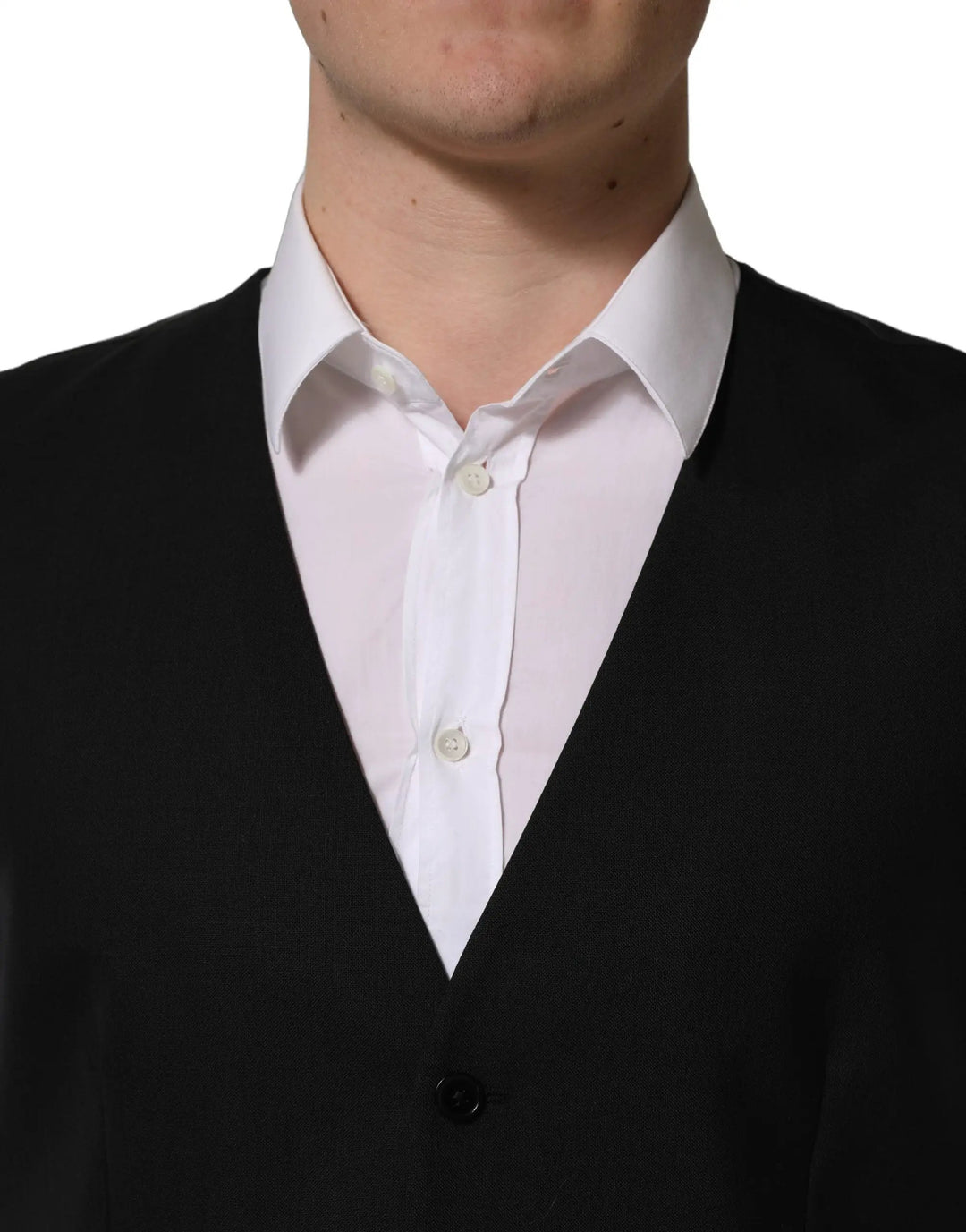 Dolce &amp; Gabbana Sample Sale | Dolce &amp; Gabbana Black Wool Single Breasted Waistcoat Vest - | Designer outlet