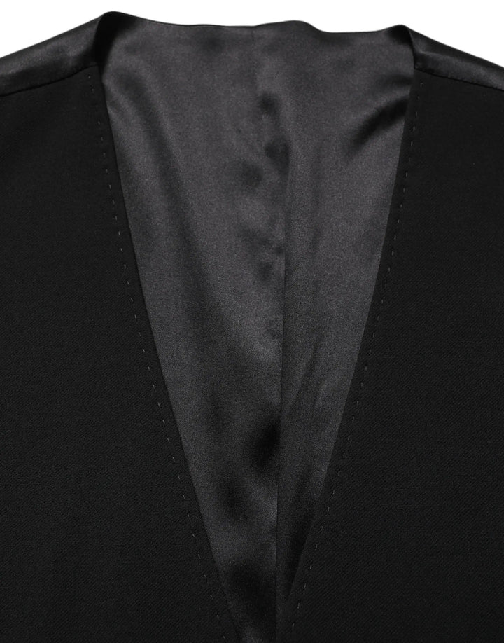 Dolce &amp; Gabbana Sample Sale | Dolce &amp; Gabbana Black Wool Single Breasted Waistcoat Vest - | Designer outlet