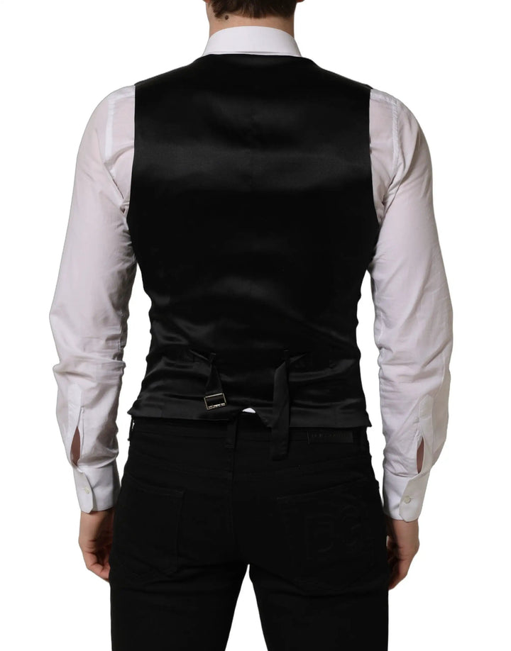 Dolce &amp; Gabbana Sample Sale | Dolce &amp; Gabbana Black Wool Single Breasted Waistcoat Vest - | Designer outlet