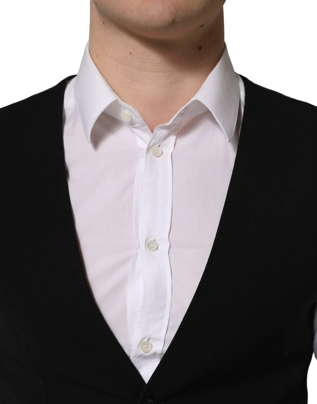 Dolce &amp; Gabbana Sample Sale | Dolce &amp; Gabbana Black Wool Single Breasted Waistcoat Vest - | Designer outlet