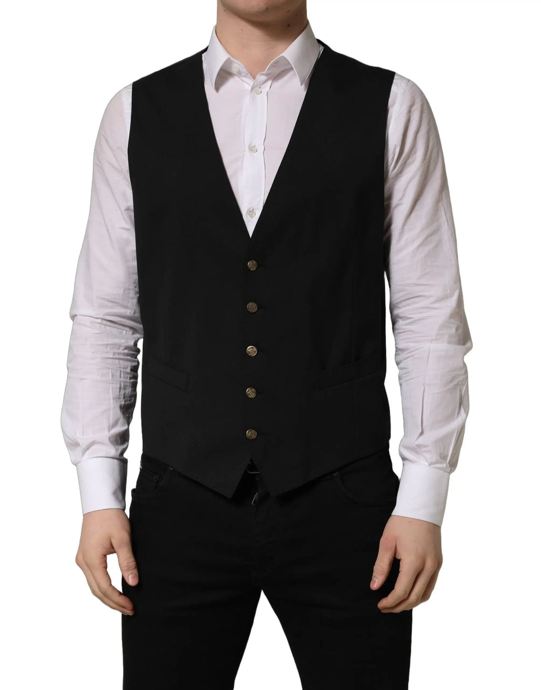 Dolce &amp; Gabbana Sample Sale | Dolce &amp; Gabbana Black Single Breasted Men Waistcoat Vest - | Designer outlet