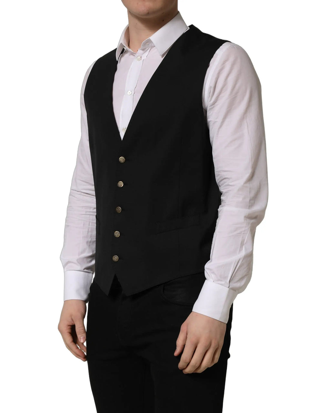 Dolce &amp; Gabbana Sample Sale | Dolce &amp; Gabbana Black Single Breasted Men Waistcoat Vest - | Designer outlet