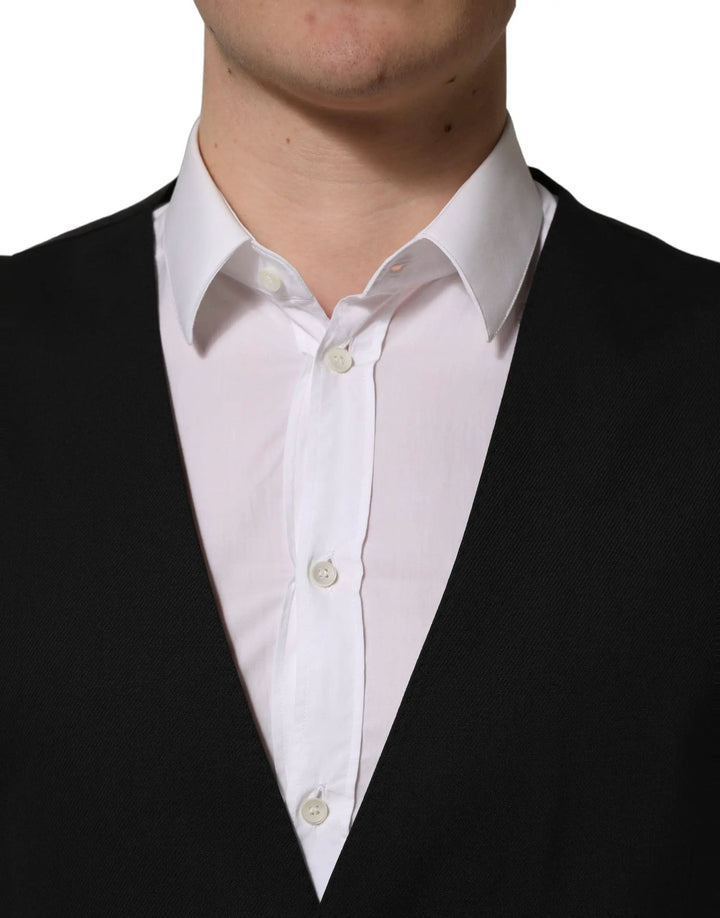 Dolce &amp; Gabbana Sample Sale | Dolce &amp; Gabbana Black Single Breasted Men Waistcoat Vest - | Designer outlet