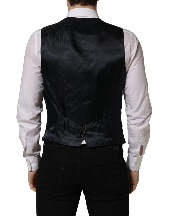 Dolce &amp; Gabbana Sample Sale | Dolce &amp; Gabbana Black Wool Single Breasted Waistcoat Vest - | Designer outlet
