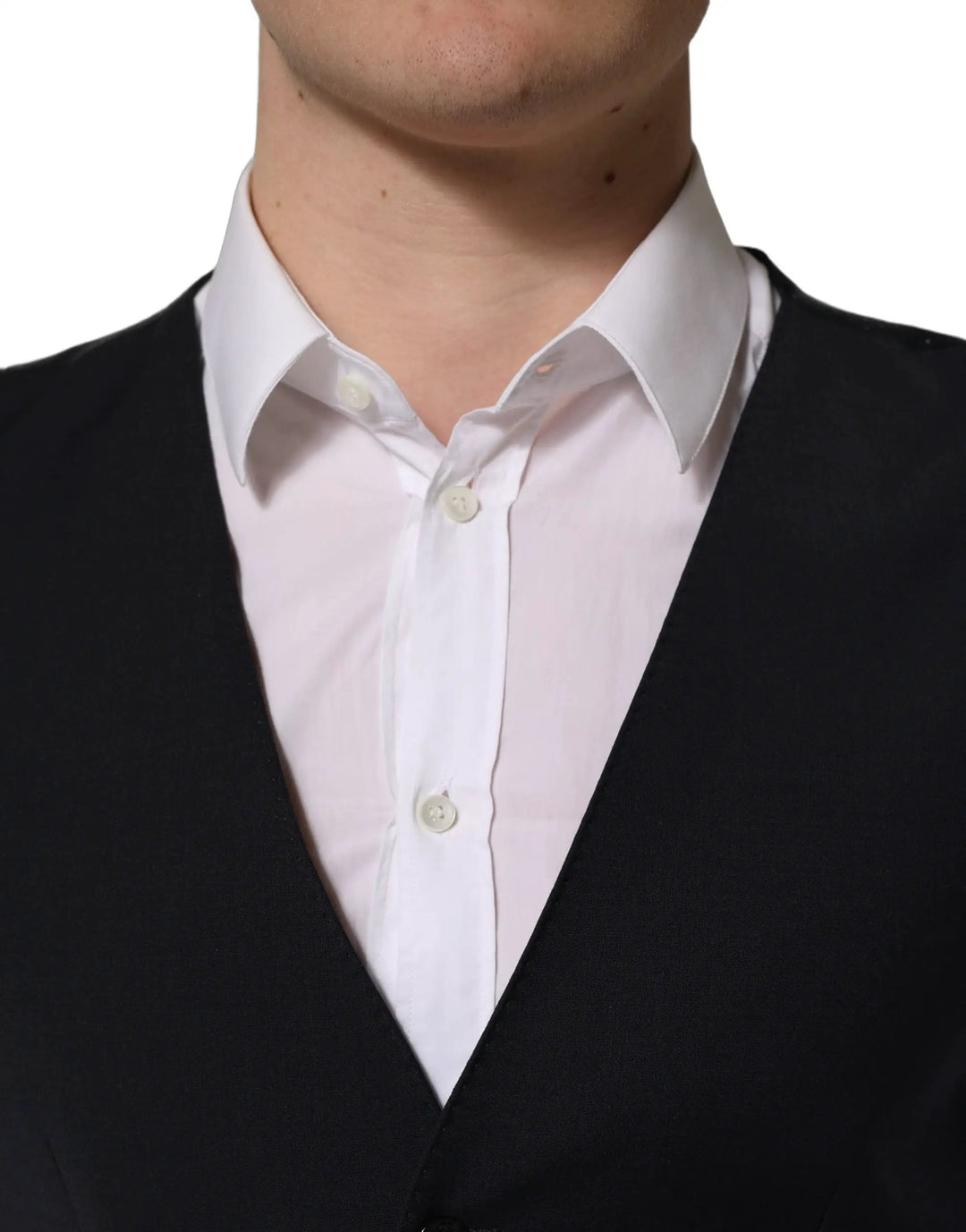 Dolce &amp; Gabbana Sample Sale | Dolce &amp; Gabbana Black Wool Single Breasted Waistcoat Vest - | Designer outlet
