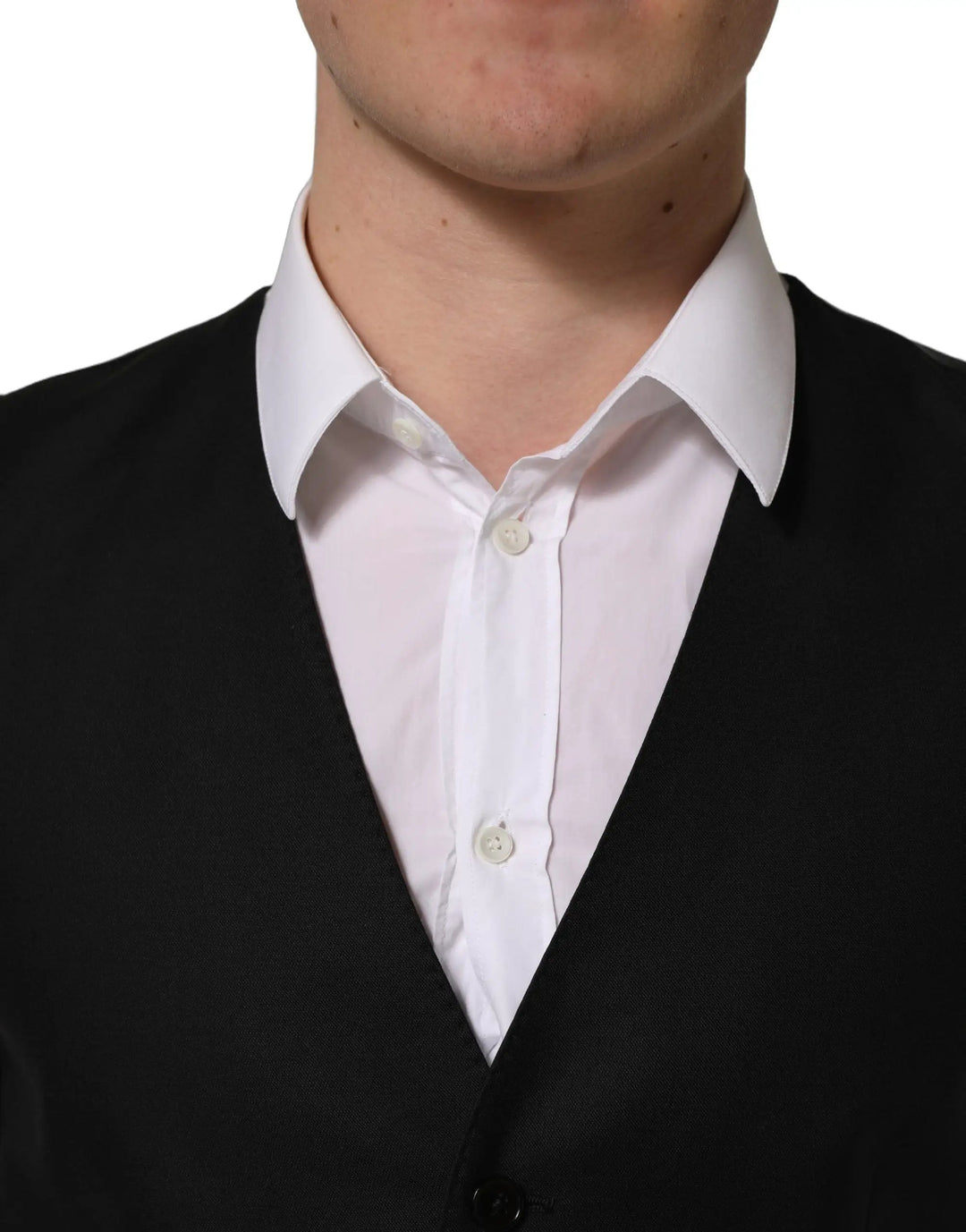 Dolce &amp; Gabbana Sample Sale | Dolce &amp; Gabbana Black Wool Single Breasted Waistcoat Vest - | Designer outlet