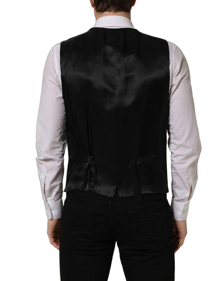 Dolce &amp; Gabbana Sample Sale | Dolce &amp; Gabbana Black Wool Single Breasted Waistcoat Vest - | Designer outlet