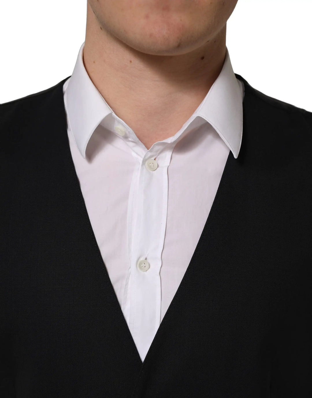 Dolce &amp; Gabbana Sample Sale | Dolce &amp; Gabbana Black Wool Single Breasted Waistcoat Vest - | Designer outlet