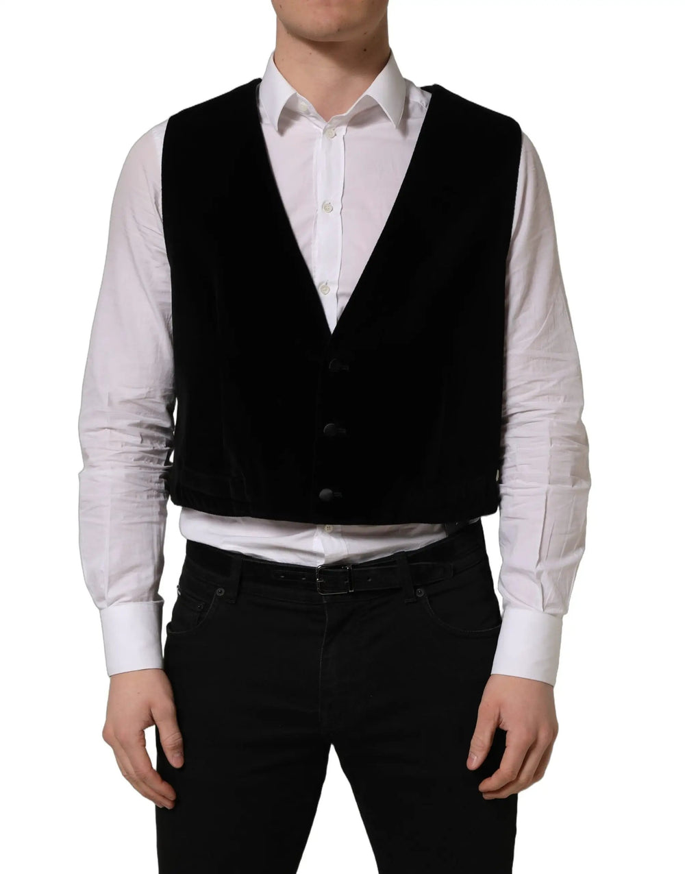 Dolce & Gabbana Sample Sale | Dolce & Gabbana Black Cotton SingleBreasted Waistcoat Vest - | Designer outlet