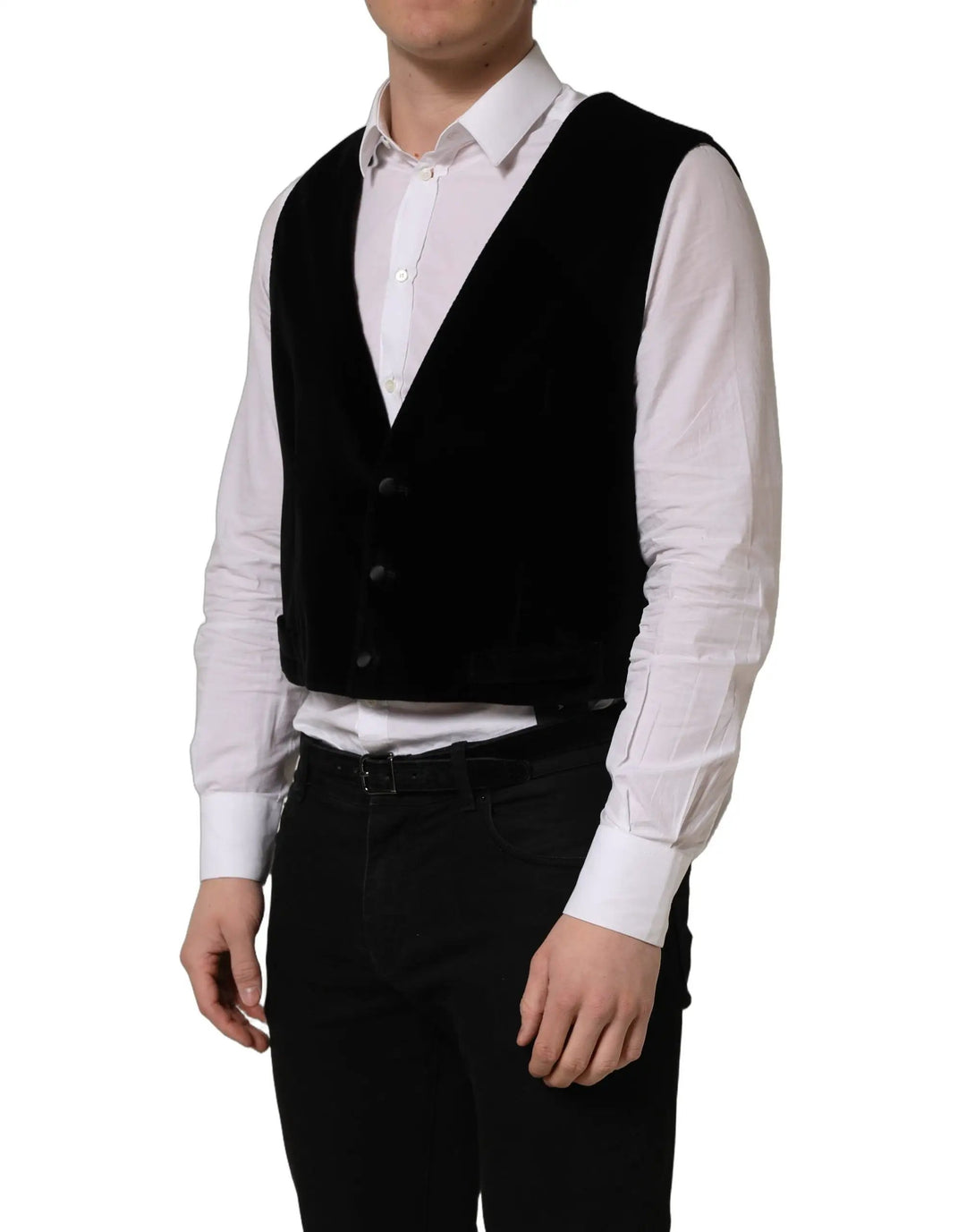 Dolce &amp; Gabbana Sample Sale | Dolce &amp; Gabbana Black Cotton SingleBreasted Waistcoat Vest - | Designer outlet