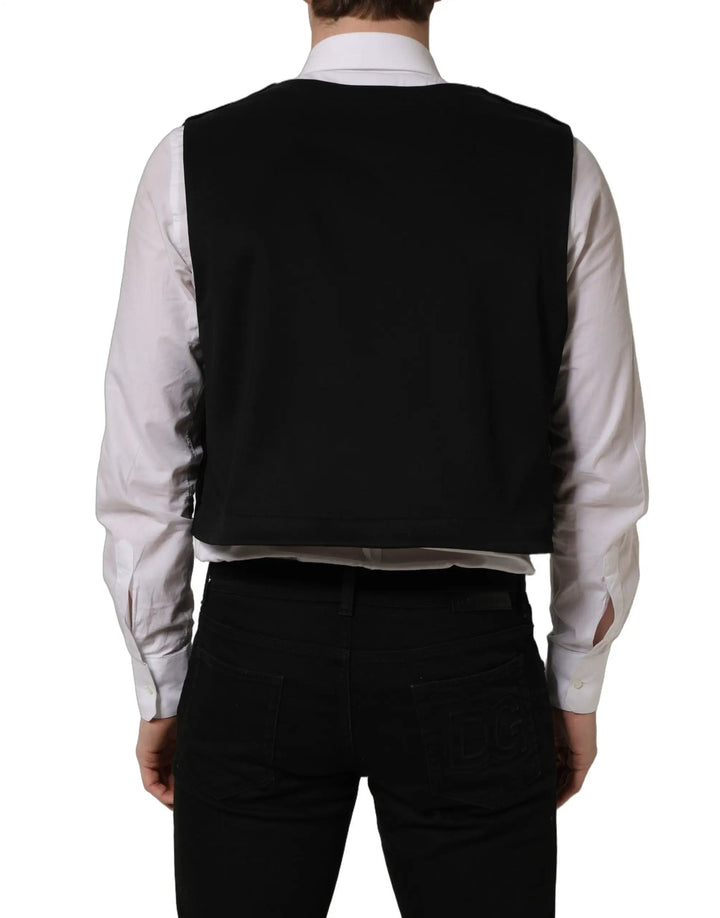 Dolce &amp; Gabbana Sample Sale | Dolce &amp; Gabbana Black Cotton SingleBreasted Waistcoat Vest - | Designer outlet