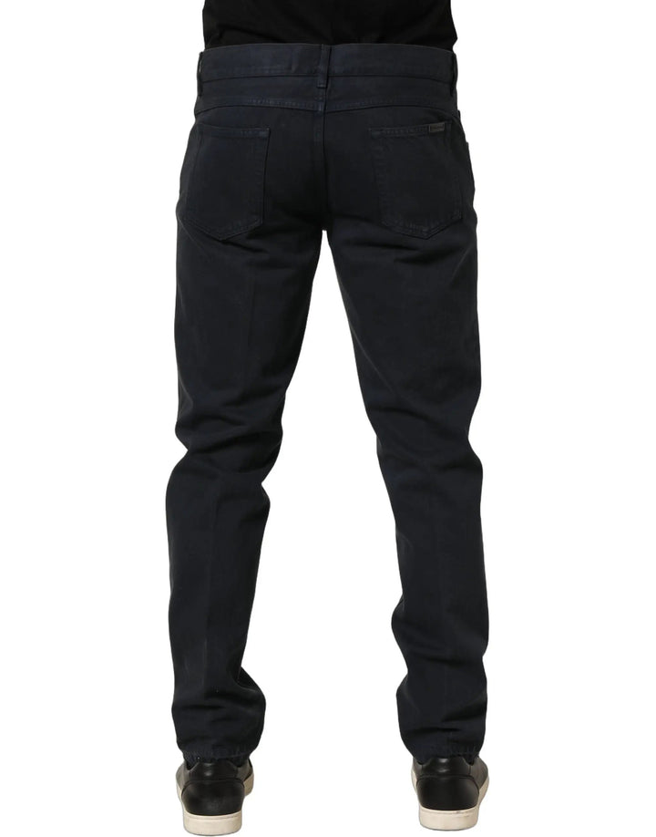 Dolce &amp; Gabbana Sample Sale | Dolce &amp; Gabbana Black Cotton Mid Waist Skinny Men Denim Jeans - | Designer outlet