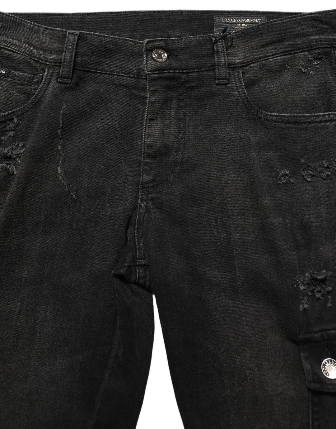 Dolce &amp; Gabbana Sample Sale | Dolce &amp; Gabbana Black Distressed Cargo Cotton Men Denim Jeans - | Designer outlet