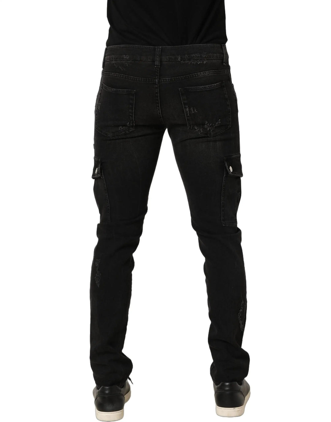 Dolce &amp; Gabbana Sample Sale | Dolce &amp; Gabbana Black Distressed Cargo Cotton Men Denim Jeans - | Designer outlet