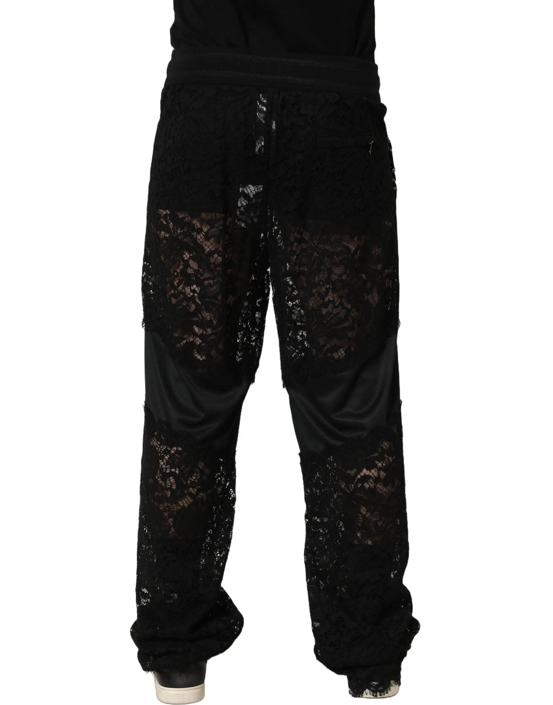 Dolce &amp; Gabbana Sample Sale | Dolce &amp; Gabbana Black Lace Mid Waist Jogger Men Trouser Pants - | Designer outlet