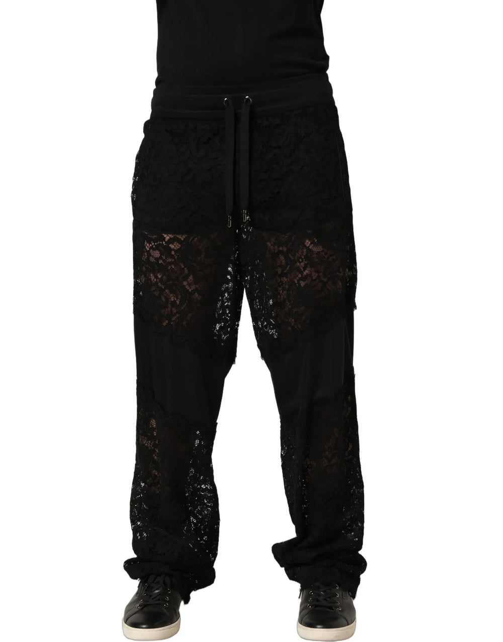 Dolce & Gabbana Sample Sale | Dolce & Gabbana Black Lace Mid Waist Jogger Men Trouser Pants - | Designer outlet
