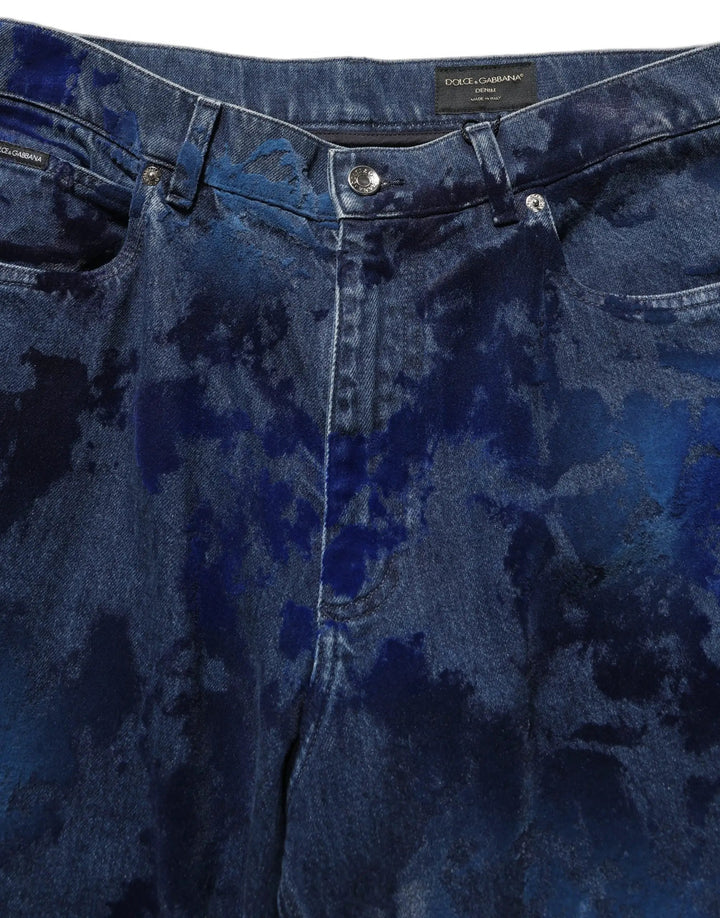 Dolce &amp; Gabbana Sample Sale | Dolce &amp; Gabbana Blue Tie Dye Cotton Men Straight Denim Jeans - | Designer outlet