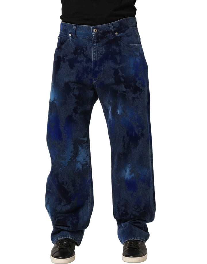 Dolce &amp; Gabbana Sample Sale | Dolce &amp; Gabbana Blue Tie Dye Cotton Men Straight Denim Jeans - | Designer outlet