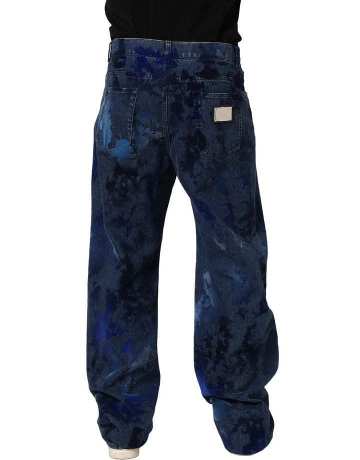 Dolce &amp; Gabbana Sample Sale | Dolce &amp; Gabbana Blue Tie Dye Cotton Men Straight Denim Jeans - | Designer outlet
