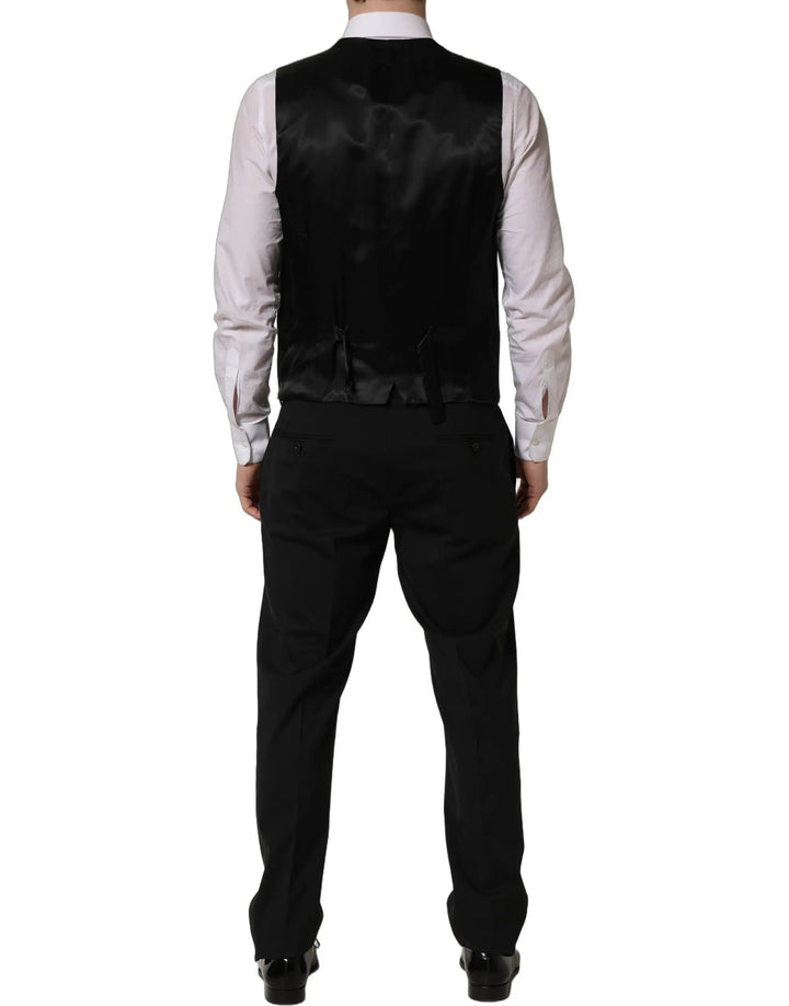 Dolce &amp; Gabbana Black Wool Slim Fit Formal 3 Piece Men Suit