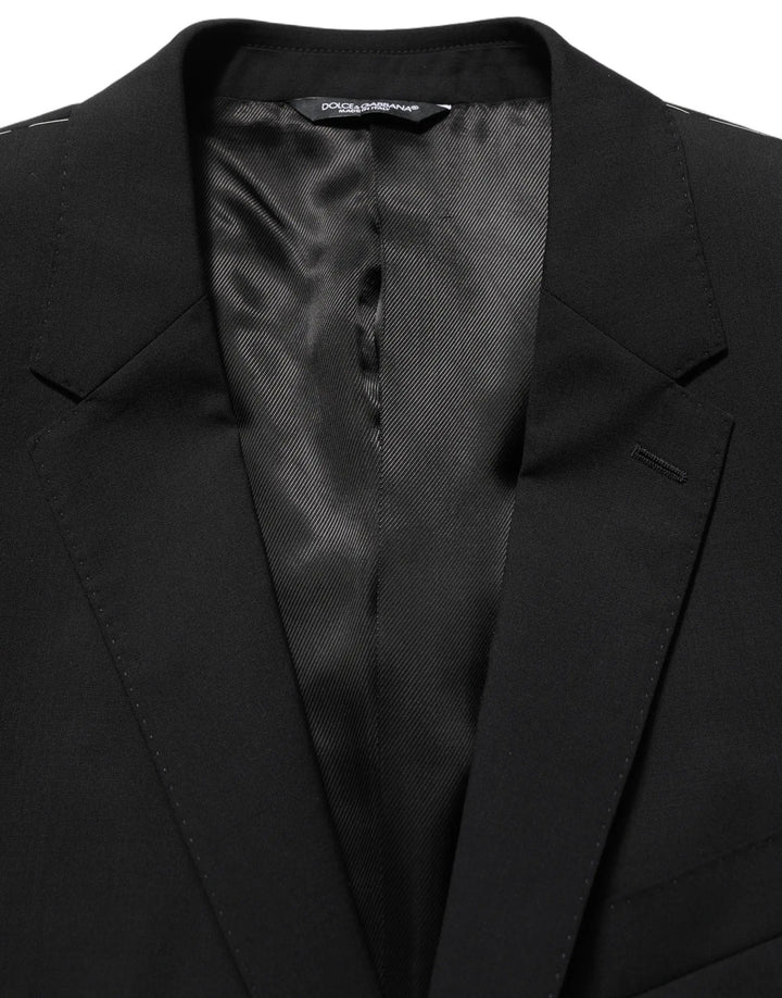 Dolce &amp; Gabbana Black Wool Slim Fit Formal 3 Piece Men Suit